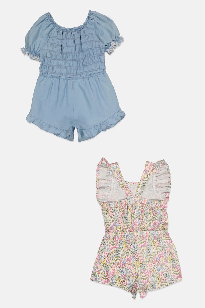 Nanette lepore Kids Girl 2pcs Floral Print Rompers, Multicolor - Image 2